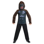 Kids Gorilla Costume King Kong Cosplay Outfit Fleece Sweatshirt Suit with Latex Helmet Full Set