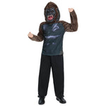 Kids Gorilla Costume King Kong Cosplay Outfit Fleece Sweatshirt Suit with Latex Helmet Full Set