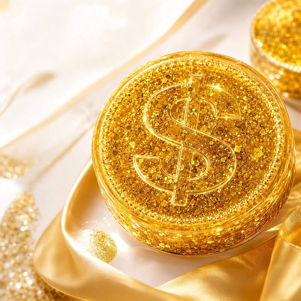 Gold Squishies Maltose Simulated Gold Coins Sparkle Stress Relief Fidget Squishy Toy for Kids 14+ and Adults