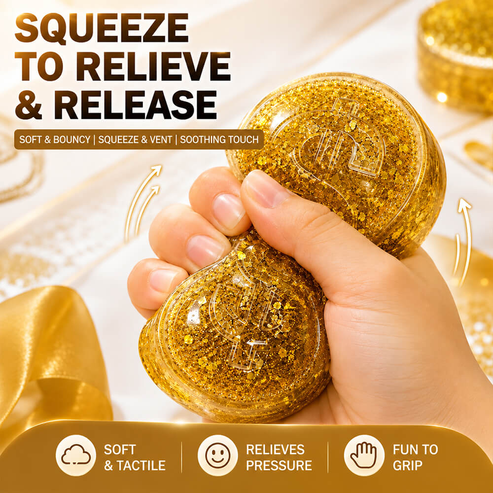 Gold Squishies Maltose Simulated Gold Coins Sparkle Stress Relief Fidget Squishy Toy for Kids 14+ and Adults