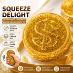 Gold Squishies Maltose Simulated Gold Coins Sparkle Stress Relief Fidget Squishy Toy for Kids 14+ and Adults