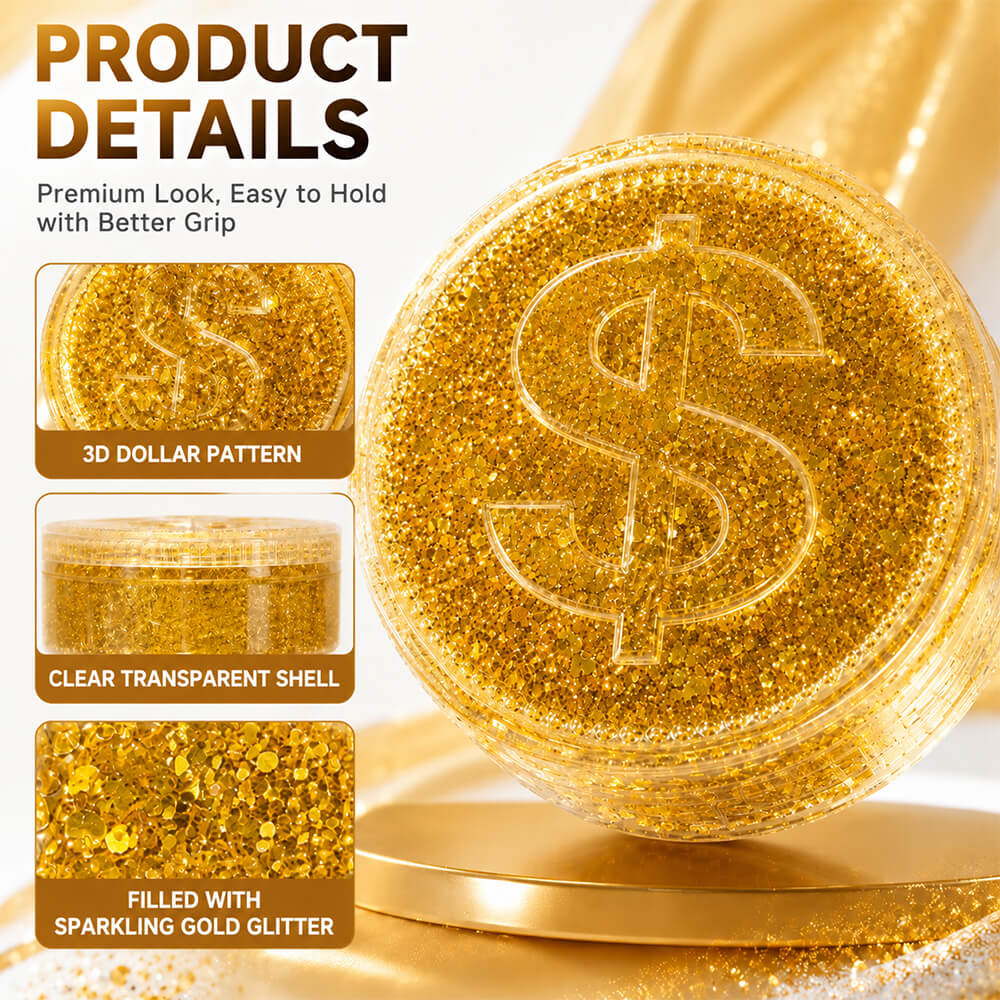 Gold Squishies Maltose Simulated Gold Coins Sparkle Stress Relief Fidget Squishy Toy for Kids 14+ and Adults