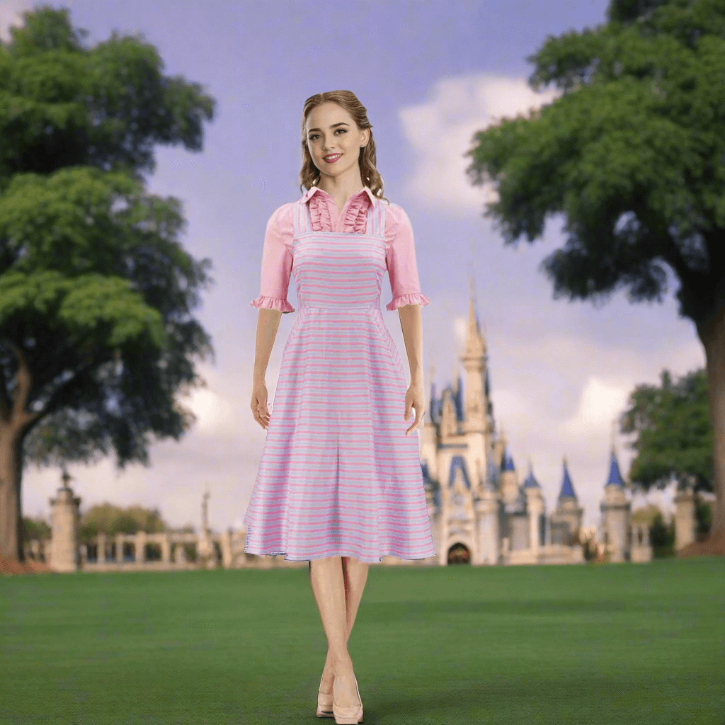Women Glinda Costume Pink Shirt and Dress 2PCS Suit Glinda Cosplay Outfits