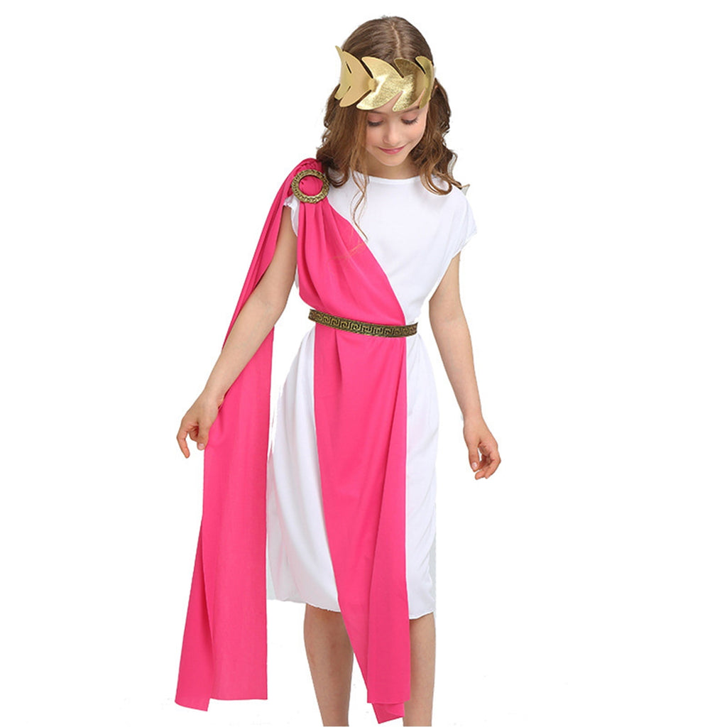 Girls Boys Greek Goddess Costume Athena Aphrodite Halloween Cosplay Dress Up Costume