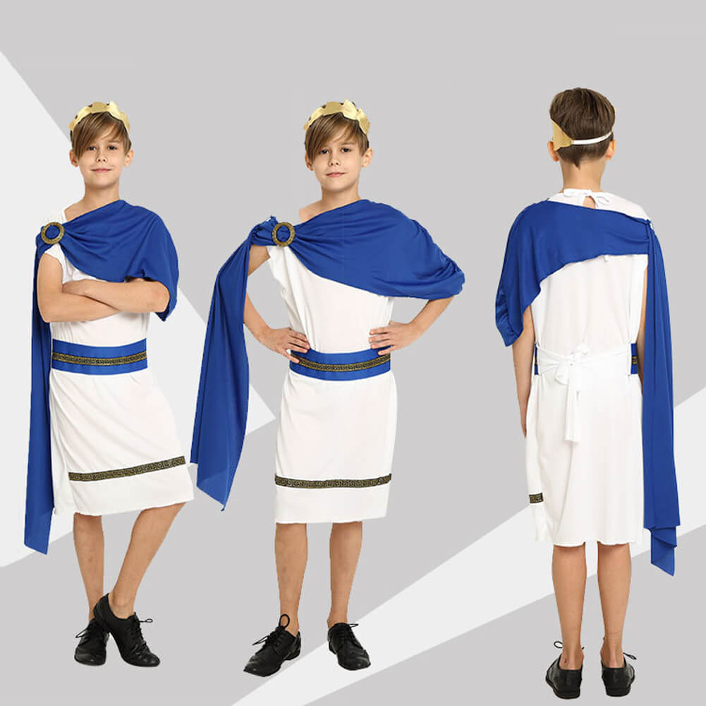 Girls Boys Greek Goddess Costume Athena Aphrodite Halloween Cosplay Dress Up Costume