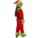 Kids Green Monster Santa Costume Furry Hooded Christmas Outfit for Boys and Girls