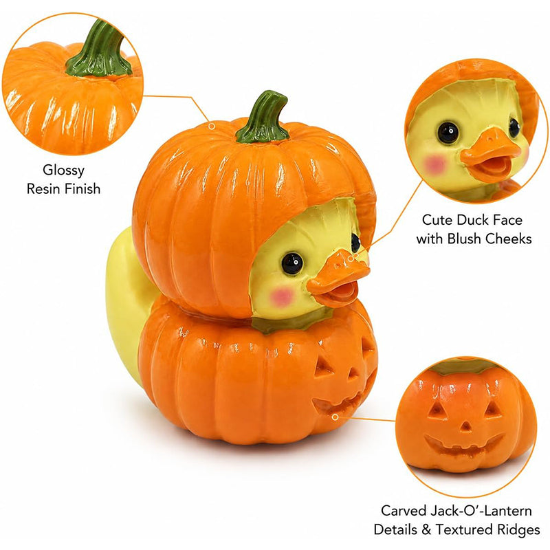 Halloween Cute Pumpkin Duck Ornament Mini Resin Desktop Ornament for Halloween Decoration