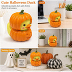 Halloween Cute Pumpkin Duck Ornament Mini Resin Desktop Ornament for Halloween Decoration