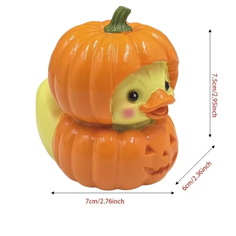 Halloween Cute Pumpkin Duck Ornament Mini Resin Desktop Ornament for Halloween Decoration