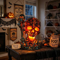 7.68'' Halloween Decor Light Resin Crack Skull Lamp with USB Charging Home Decoration Crafts