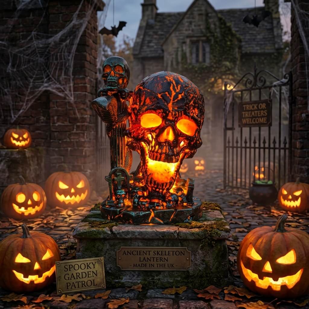 7.68'' Halloween Decor Light Resin Crack Skull Lamp with USB Charging Home Decoration Crafts