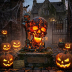 7.68'' Halloween Decor Light Resin Crack Skull Lamp with USB Charging Home Decoration Crafts