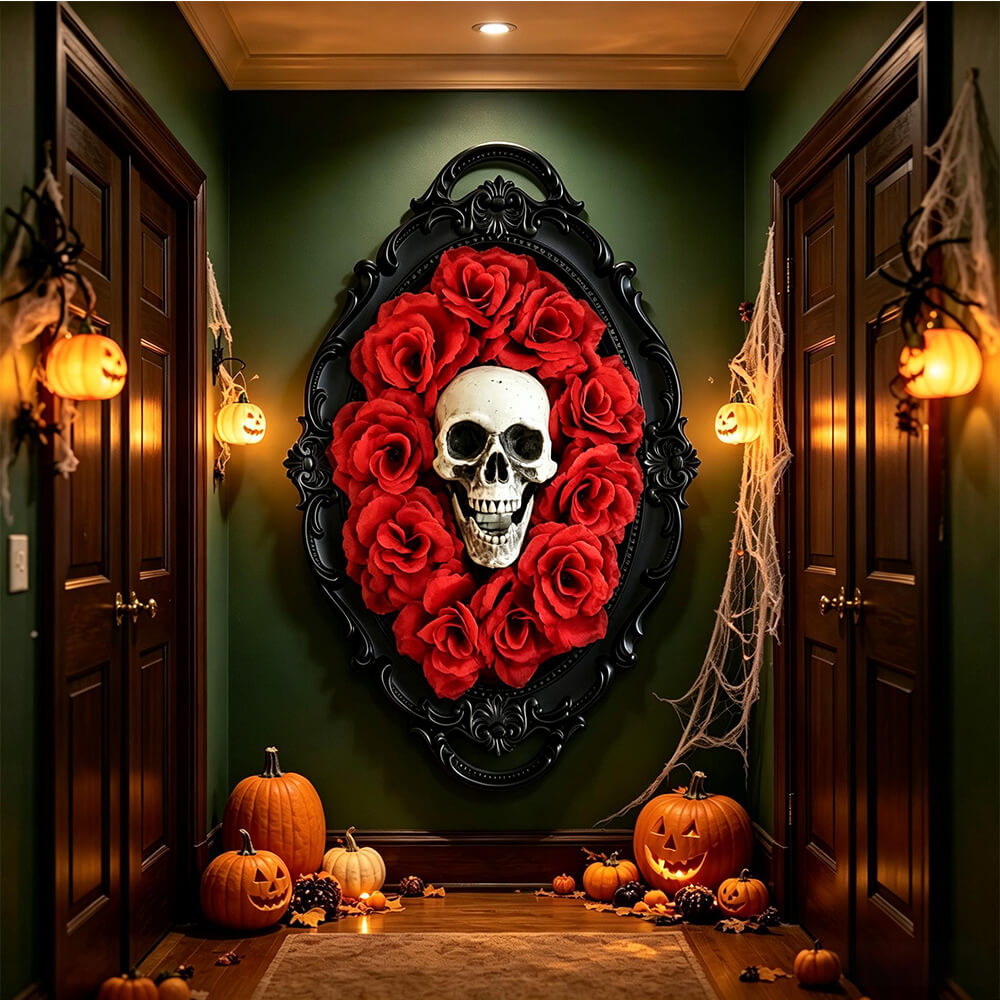 Halloween Decoration 3D Retro Horror Frame Gothic Skull Spider Gorgeous Frame Halloween Hanging Wall Decor