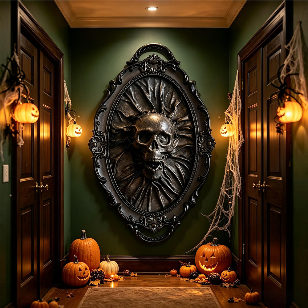 Halloween Decoration 3D Retro Horror Frame Gothic Skull Spider Gorgeous Frame Halloween Hanging Wall Decor