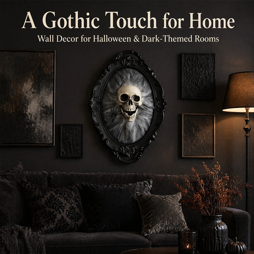 Halloween Decoration 3D Retro Horror Frame Gothic Skull Spider Gorgeous Frame Halloween Hanging Wall Decor