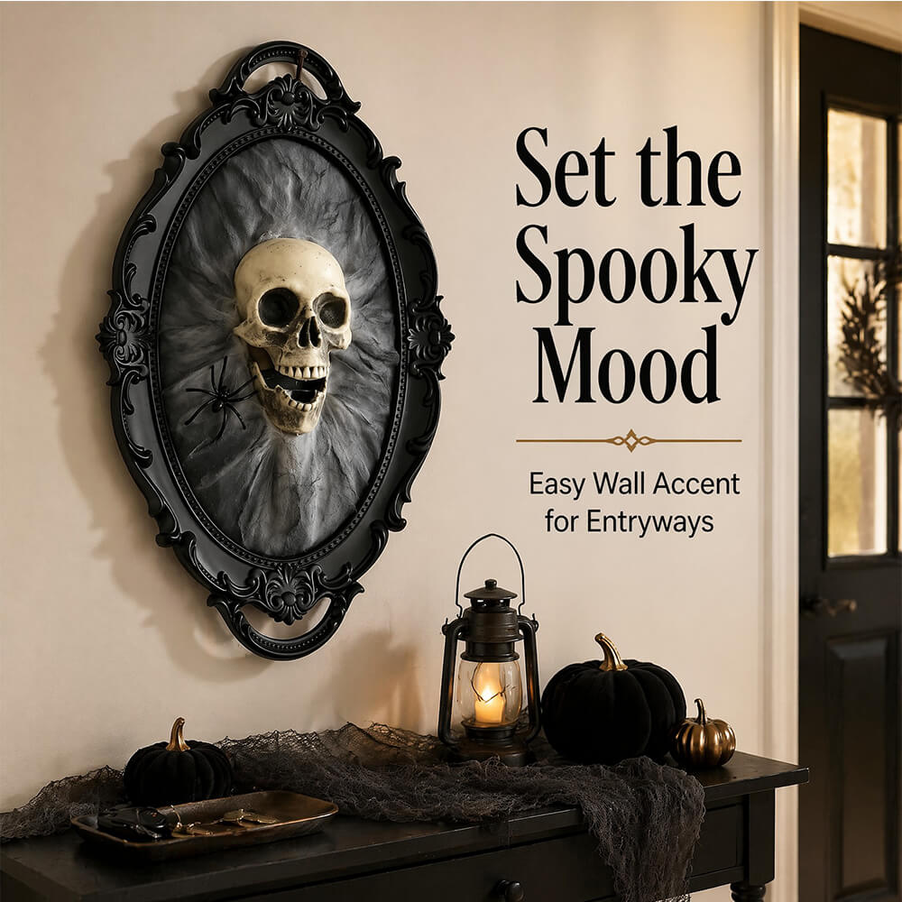 Halloween Decoration 3D Retro Horror Frame Gothic Skull Spider Gorgeous Frame Halloween Hanging Wall Decor