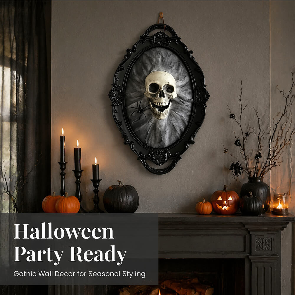 Halloween Decoration 3D Retro Horror Frame Gothic Skull Spider Gorgeous Frame Halloween Hanging Wall Decor