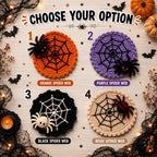 Halloween Decoration 3.94'' Crochet Spider Web Coasters 3D Spider Knitted Cup Mats Gothic Table Decor