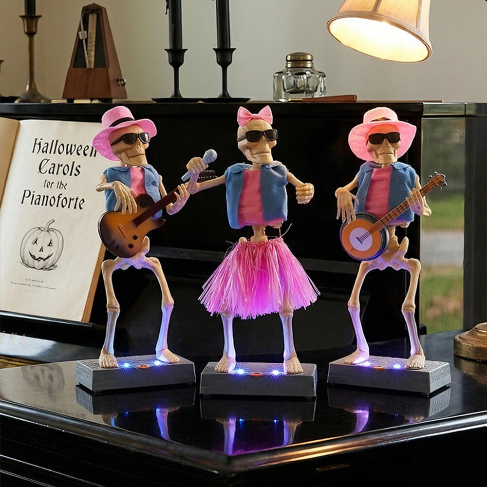 Halloween Decoration Electric Dancing Skeleton Band with Music and Color Changing Lights