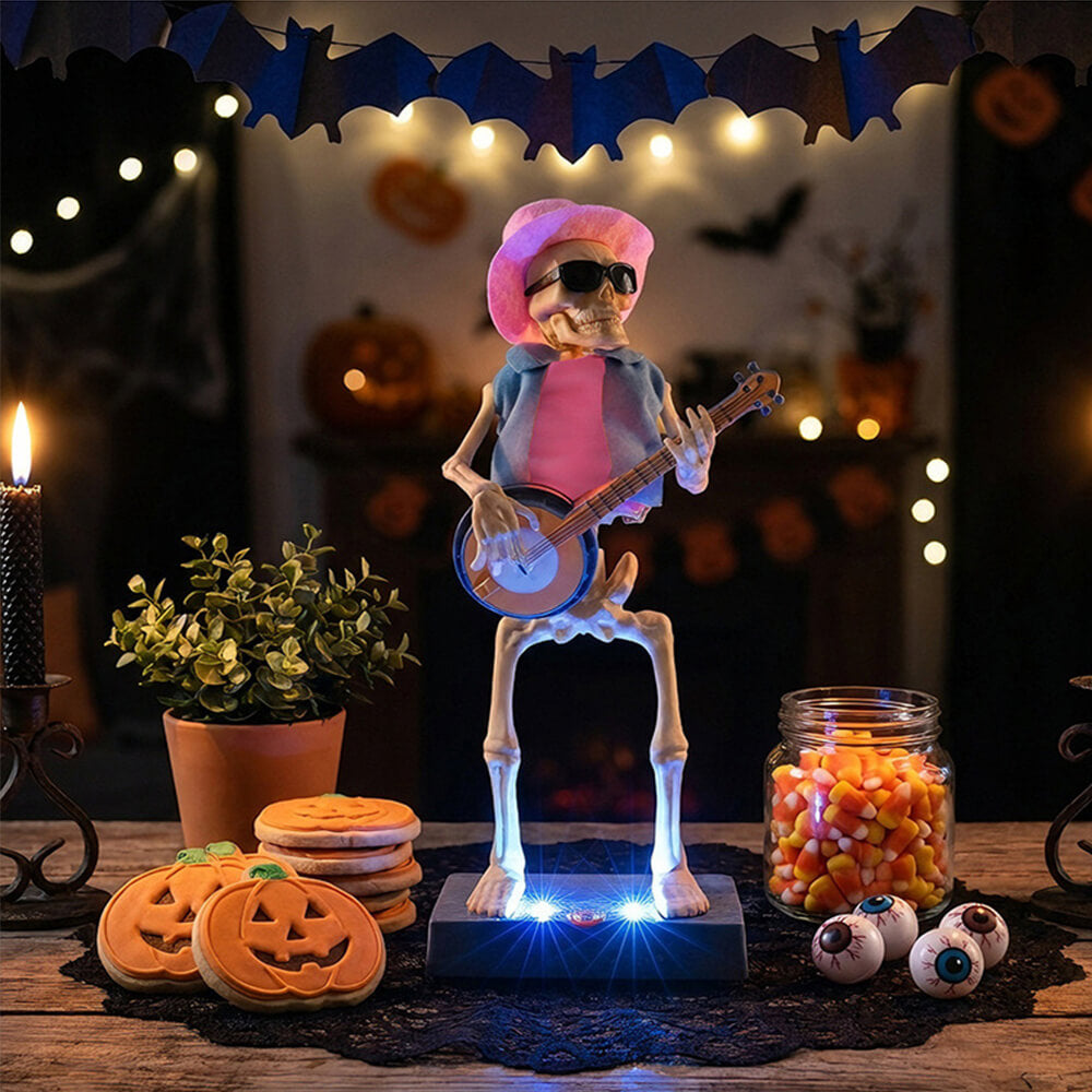 Halloween Decoration Electric Dancing Skeleton Band with Music and Color Changing Lights