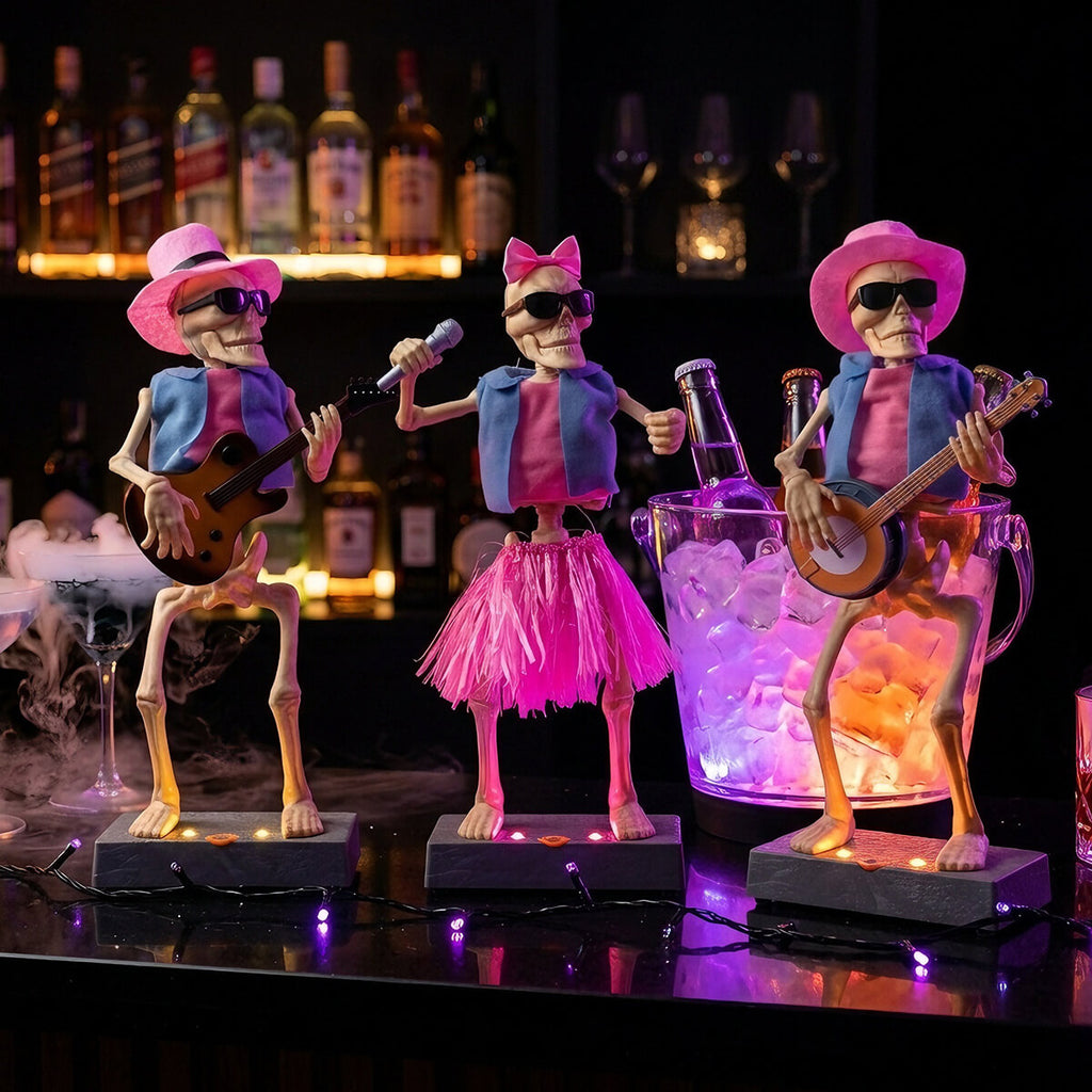 Halloween Decoration Electric Dancing Skeleton Band with Music and Color Changing Lights