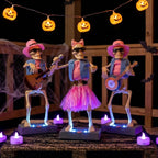 Halloween Decoration Electric Dancing Skeleton Band with Music and Color Changing Lights