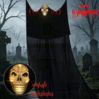 10.8ft Halloween Decoration Ghost Face Hanging Curtain with Sound and Light for Yard Porch Haunted House
