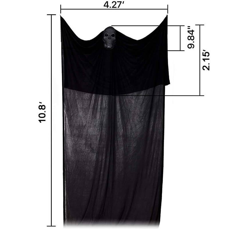 10.8ft Halloween Decoration Ghost Face Hanging Curtain with Sound and Light for Yard Porch Haunted House