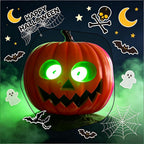 Halloween Decoration Hanging Animated Pumpkin Green Scarecrow Decoration with LED Glowing Eyes and Sound Activation