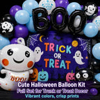 Halloween Decoration Kit Cute Boo Balloon Arch Backdrop Banner and Spooky Ornaments for Holiday Party