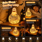 Halloween Decoration Lamp Cute Reading Ghost LED Night Light Set Resin Lamp for Bedroom & Study Desk