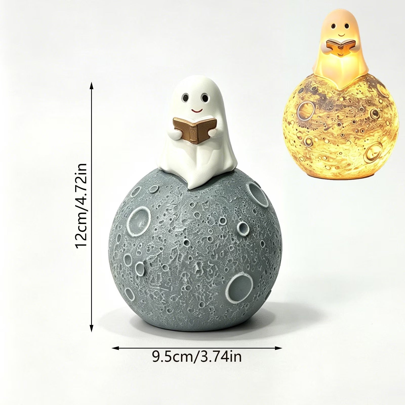 Halloween Decoration Lamp Cute Reading Ghost LED Night Light Set Resin Lamp for Bedroom & Study Desk