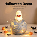 Halloween Decoration Lamp Cute Reading Ghost LED Night Light Set Resin Lamp for Bedroom & Study Desk