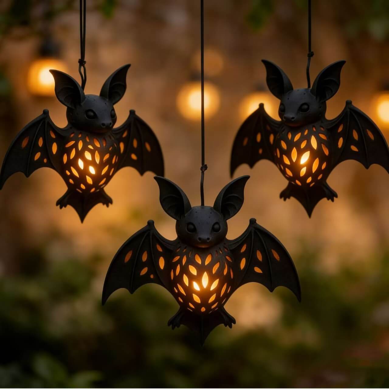 2pcs Halloween Decoration Vintage Hollow Crow Hanging Lantern with Warm LED Light For Indoor and Outdoor