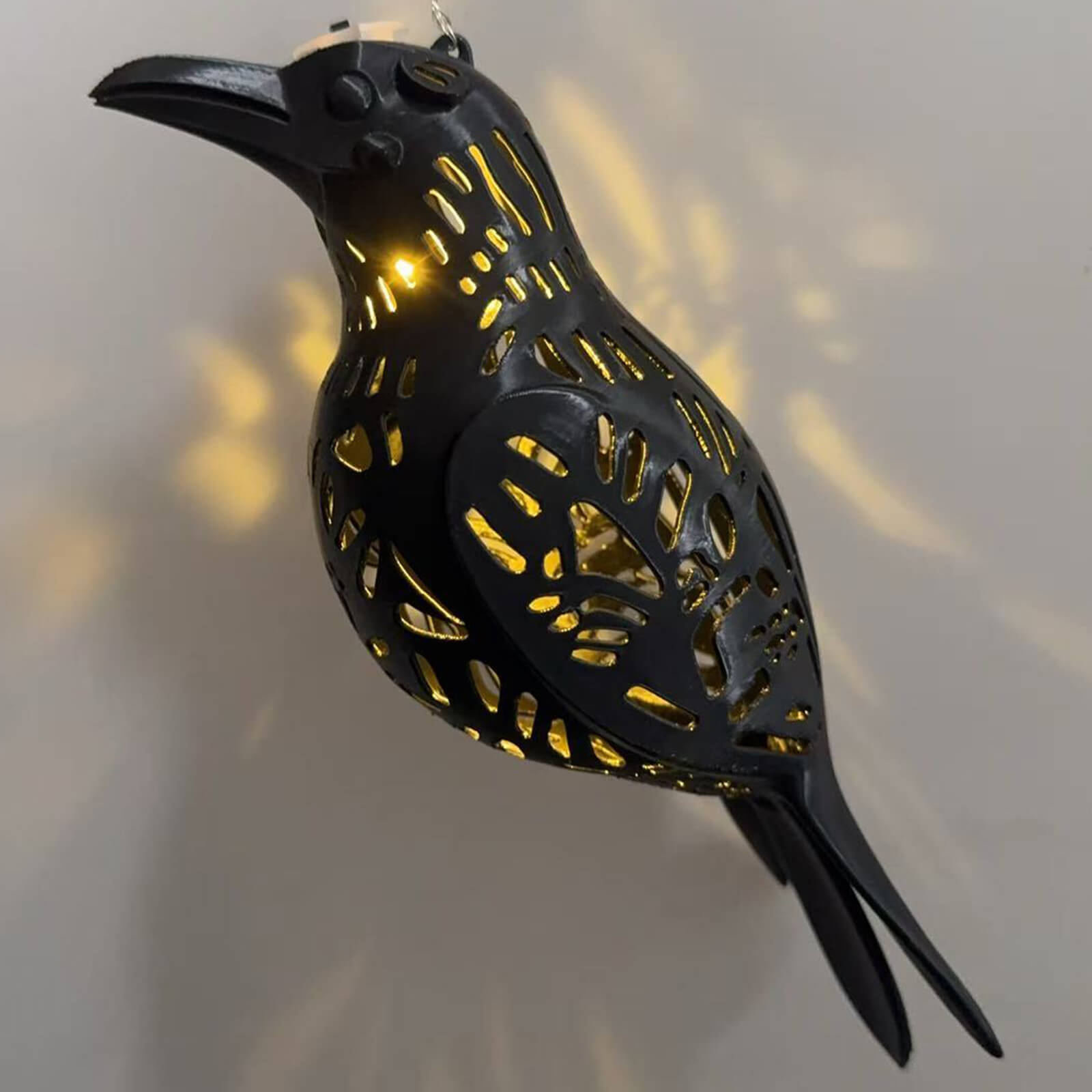 2pcs Halloween Decoration Vintage Hollow Crow Hanging Lantern with Warm LED Light For Indoor and Outdoor