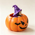 Halloween Decoration Witch Pumpkin Figurine Resin Desktop Organizer for Pens, Candies and Holiday Home Decor