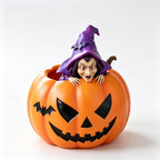 Halloween Decoration Witch Pumpkin Figurine Resin Desktop Organizer for Pens, Candies and Holiday Home Decor