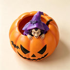 Halloween Decoration Witch Pumpkin Figurine Resin Desktop Organizer for Pens, Candies and Holiday Home Decor