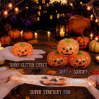 2.95'' Halloween Dumpling Squishies Glitter Transparent Pumpkin Squishy Stress Relief Toy for Anxiety & Mood Regulation