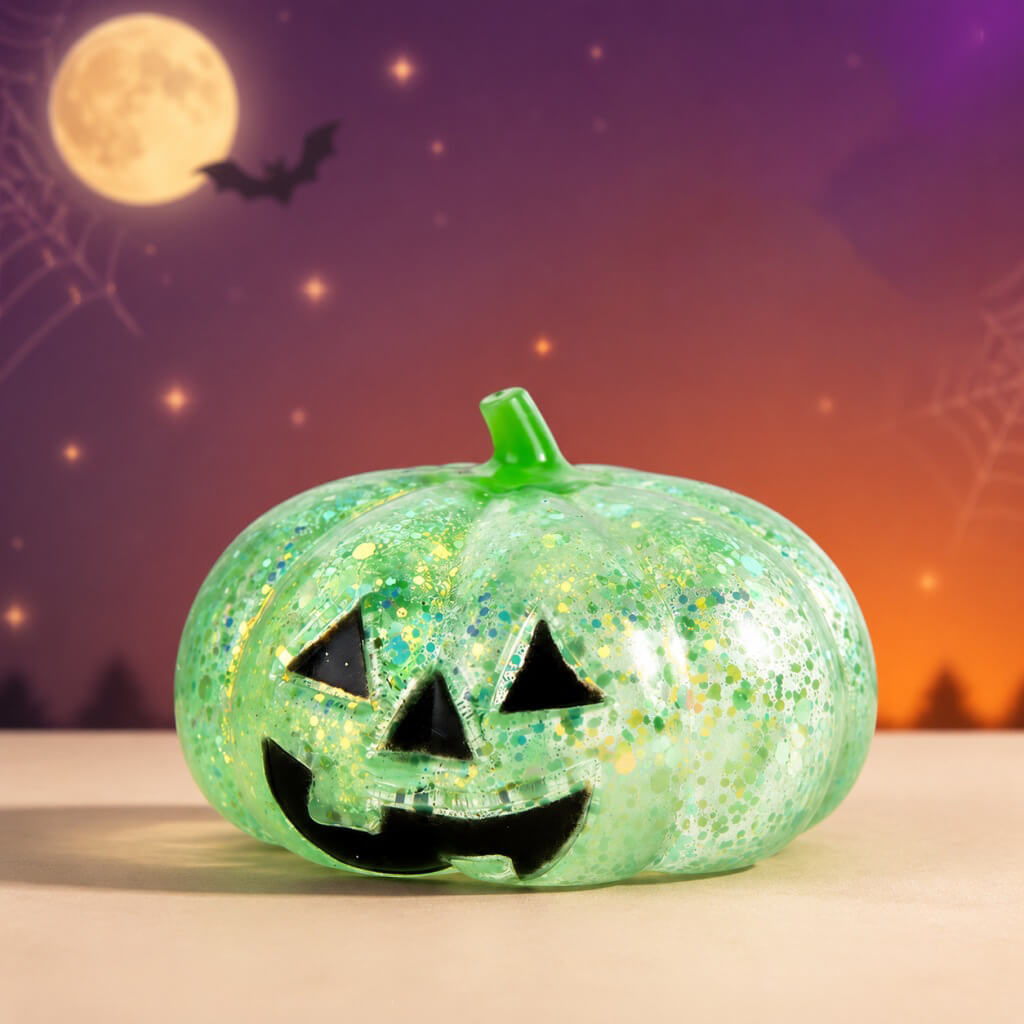 2.95'' Halloween Dumpling Squishies Glitter Transparent Pumpkin Squishy Stress Relief Toy for Anxiety & Mood Regulation