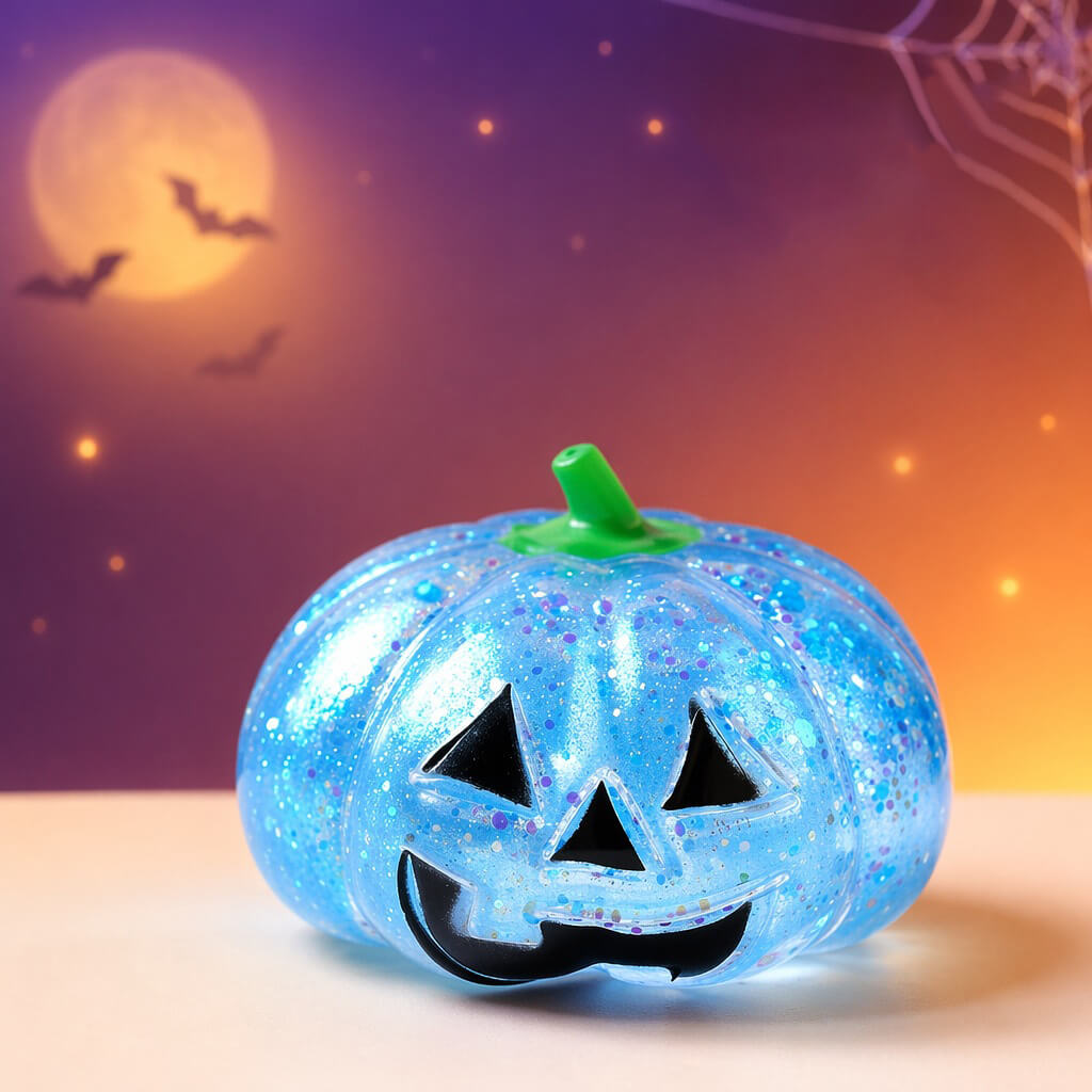 2.95'' Halloween Dumpling Squishies Glitter Transparent Pumpkin Squishy Stress Relief Toy for Anxiety & Mood Regulation