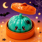 3.35'' Halloween Dumpling Squishies with Steamer Box Pumpkin Stress Relief Squishy Toy for Kids and Adults