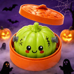 3.35'' Halloween Dumpling Squishies with Steamer Box Pumpkin Stress Relief Squishy Toy for Kids and Adults