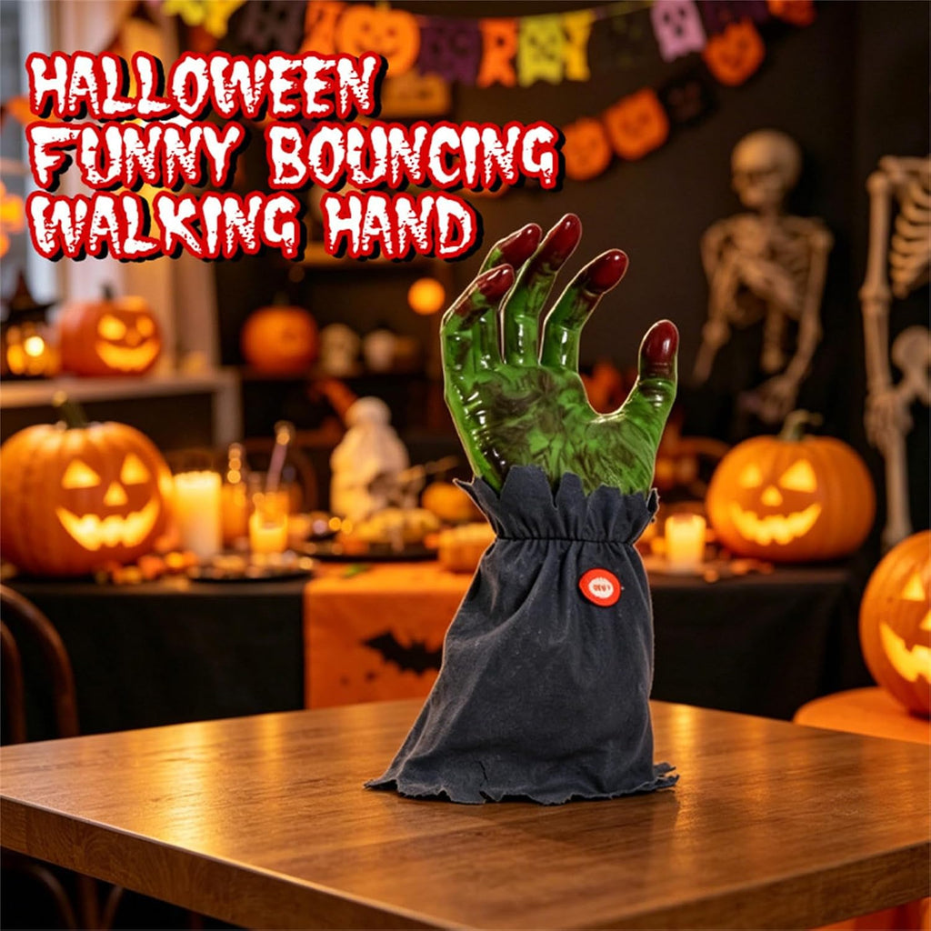 Halloween Electric Bouncing Walking Zombie Hand Animatronic Spooky Party Decor Prop Toy