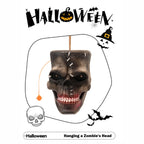 Halloween Electric Induction Hanging Skull Head Scary Skull Prop With Red Eyes and Spooky Sound For Haunted Party Decor