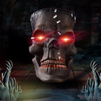 Halloween Electric Induction Hanging Skull Head Scary Skull Prop With Red Eyes and Spooky Sound For Haunted Party Decor