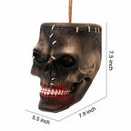 Halloween Electric Induction Hanging Skull Head Scary Skull Prop With Red Eyes and Spooky Sound For Haunted Party Decor