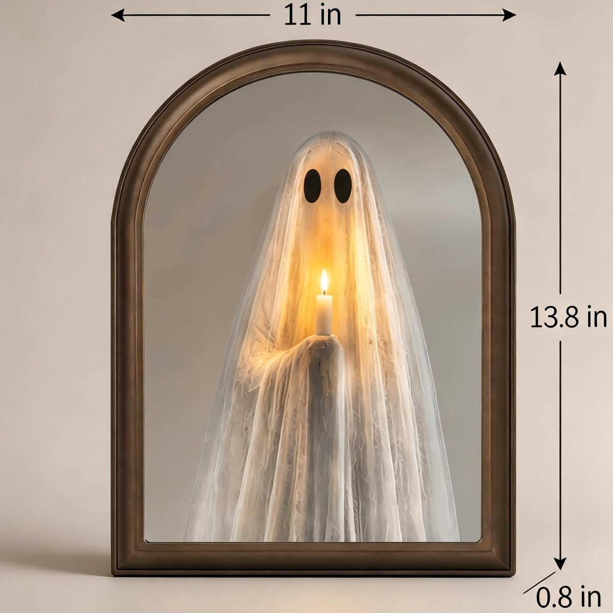Halloween Ghost Light‑Up Arch Mirror Dual‑Mode Spooky Ghost Display for Halloween Party Decoration