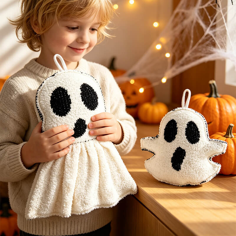 Halloween Ghost Plush Toys Set 2pcs Cute Spooky Ghost Decorative Cushions with Hanging Loops for Party Decor