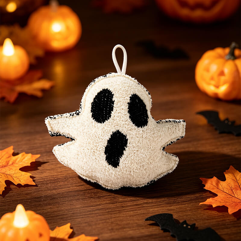 Halloween Ghost Plush Toys Set 2pcs Cute Spooky Ghost Decorative Cushions with Hanging Loops for Party Decor